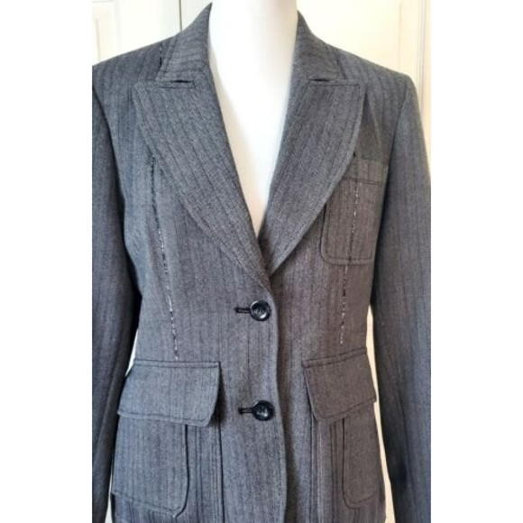 NWT HARVE BENARD  Women 2PC Gray Wool Skirt Suit  10P Skirt 12P Blazer Jacket - Picture 5 of 10